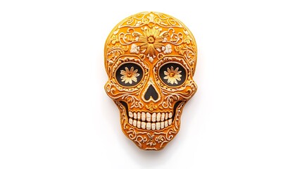 Embroidered Sugar Skull Patch on white background.