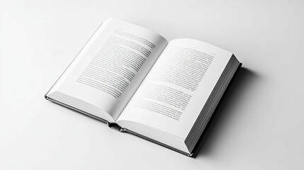 Open Book with Black Cover on White Background