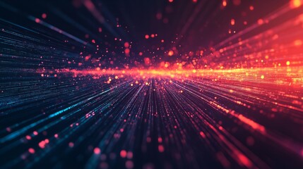 Fototapeta premium A minimalist rendering of a blockchain node surrounded by glowing lights and data streams, floating in cyberspace