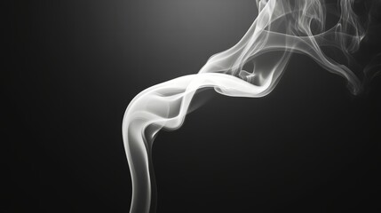 A mesmerizing white smoke spiral gently floating upward, isolated beautifully on a black background