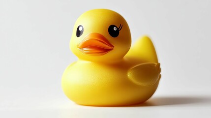 Yellow Rubber Duck with Black Eyes and Orange Beak