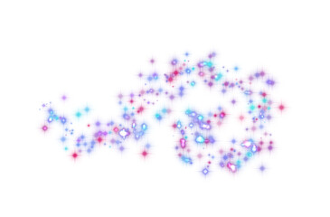 Abstract transparent cloud of glowing small multicolored lights, in the shape of a wave