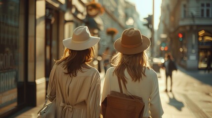 Two Women Walking in the City