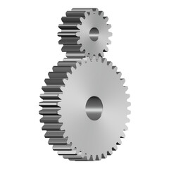 Gear wheel. Spur gear. Machine parts. 3D rendering