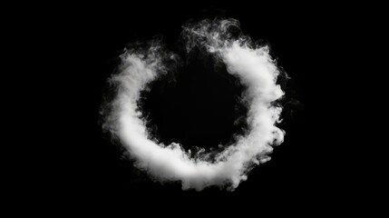 Fototapeta premium A small, tight white smoke puff swirling in a circular motion, set against a dark background
