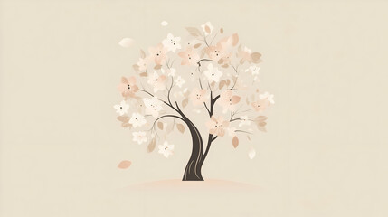 Tree with delicate leaves or blooming flowers.