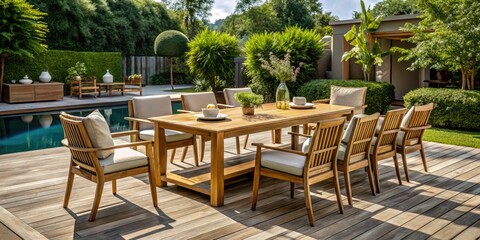 Transform your outdoor oasis with our sophisticated teak furniture estate sets, designed for luxurious living and dining. Create an exquisite atmosphere for unforgettable gatherings.