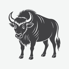 Buffalo Silhouette Vector Isolated on White Background Perfect for Design Projects and Illustrations