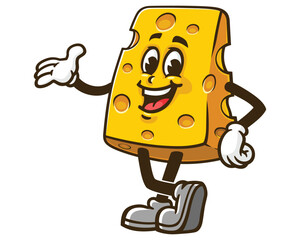 Cheese Cartoon Mascot Illustration Character Vector Clip-art Hand-drawn Logo Design