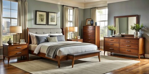 Fototapeta premium Transform your living space with Bishop Parker Bedroom Furniture, offering sophisticated design and comfort, perfect for modern interiors and inviting cozy atmospheres.