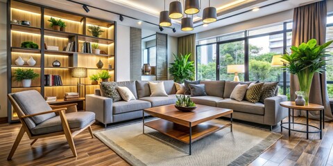 Transform your modern living space with a stylish furniture layout, enhancing cozy decor and inviting ambiance, perfect for intimate gatherings and comfortable relaxation.