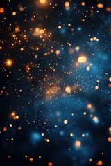 Obraz premium Abstract blurred bokeh lights on dark blue background - festive Christmas and new year holiday template with glittering defocused stars and sparkling effects