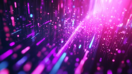 Obraz premium Futuristic data flow with neon glowing rays in motion, creating an explosion effect against a dark background