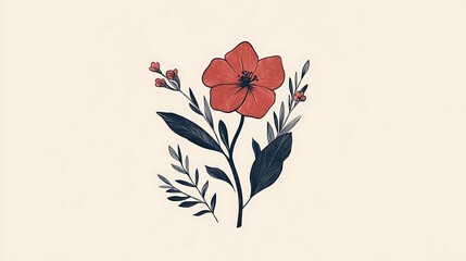 Elegant Floral Line Art Illustration