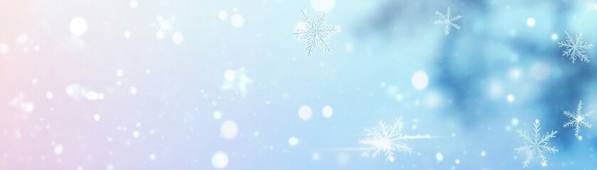Frosty Elegance - Blue to White Gradient Winter Background with Delicate Snowflakes