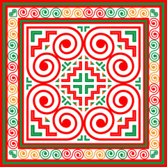 Spiral pattern, Hmong ethnic pattern Spiral pattern is the original pattern of Hmong clothing. It is used in designing clothes, shoes, bags, etc.