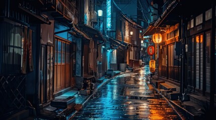 Fototapeta premium Nighttime Streetscape in Japan