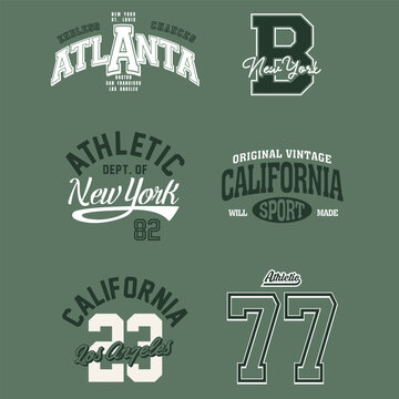 6 varsity graphic vector illustration for t-shirt, poster, hoodie etc