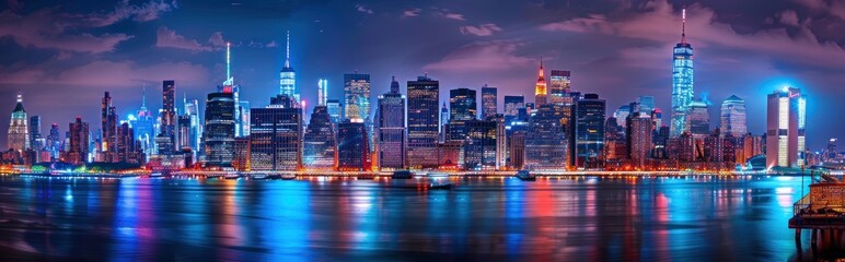 Fototapeta premium Nighttime Skyline of New York City