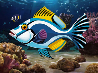 Picasso Triggerfish drawing