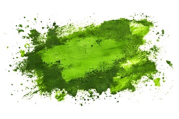A green brush stroke on a white background