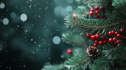 Christmas Decorations with Pine Branches and Golden Stars