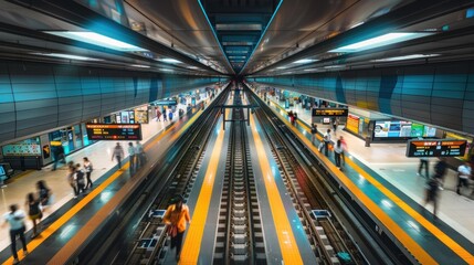 Fototapeta premium Subway Station with Motion Blur