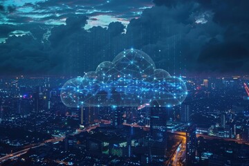 Obraz premium Cloud Computing Over Cityscape