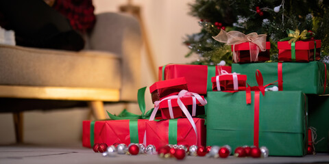 Festive Offerings A Display of Christmas Gifts Under the Tree