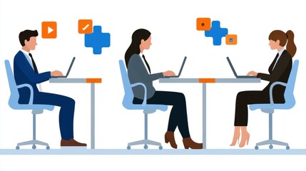 Fototapeta premium Online Training Session with Focused Professionals