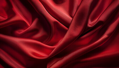 Red dark fabric texture empty space mockup waves background, valentines day concept, copy space.