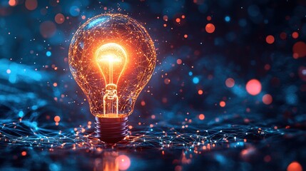 Digital Innovation The Network of Ideas With Lightbulb And Brain