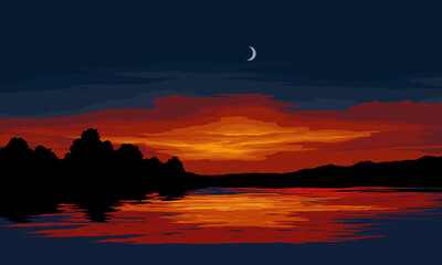 sunset over the lake