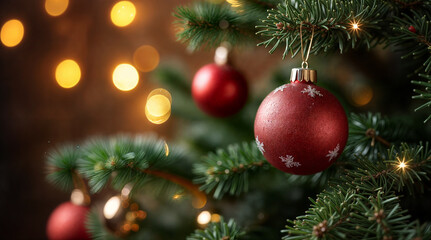 A warmly lit Christmas tree decorated with golden ornaments and candles, creating a cozy, festive atmosphere. Set in a peaceful room or church, the glow enhances the holiday spirit