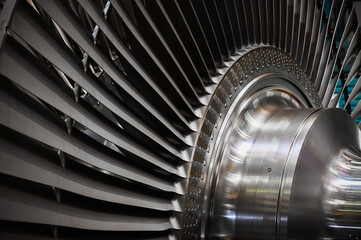 Powerful steam turbine shaft with installed long blades