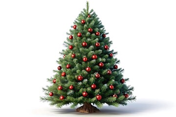 Fototapeta premium Christmas Tree Minimalist Art. Festive Tree White Background. Holiday Tree Isolated Image.