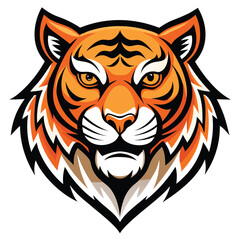 Tiger Head Logo Vector Illustration Isolated On White Background Fierce Animal Graphic Design Art