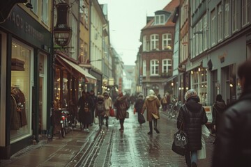 Obraz premium Rainy Day in a European City