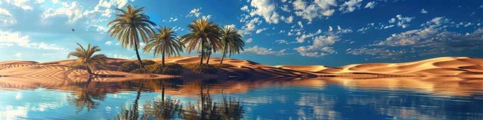 Fototapeta premium Oasis in the Desert: A Serene Escape