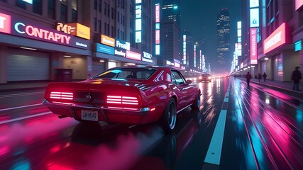 Blurred urban look from fast driving car at night. Longexposure shot.
