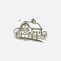 Fototapeta premium Farmhouse logo icon design template flat vector