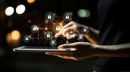 Digital Security Concept with Tablet and Lock Icons