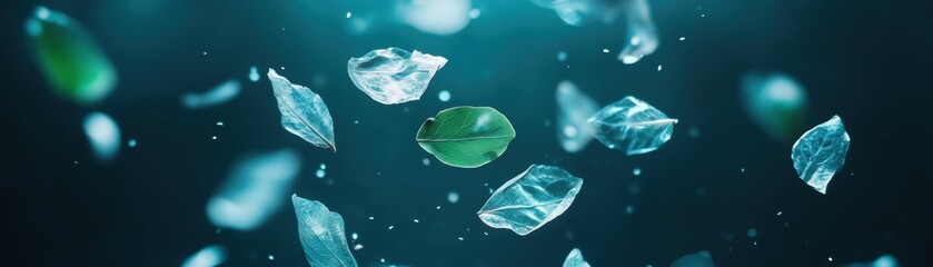 Fototapeta premium Invisible Tissues Formed into Delicate Leaf Shapes, Showcasing Nature's Intricate Design and Beauty.