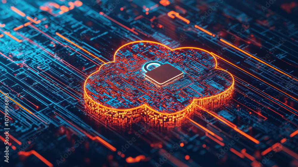 Poster secure cloud data protection concept visualization