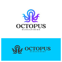 Octopus logo vector illustration. Simple Octopus logo design concept template
