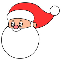Smiling Santa Claus Retro Cartoon Character Head Illustration