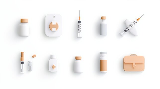 Discover the essential vaccination icon set in paper cut style perfect for health and wellness designs