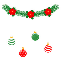 christmas decoration with holly and christmas ball illustration