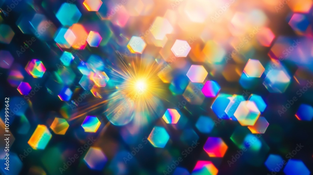 Poster colorful burst of lights in abstract background with dark tones and dynamic shapes for adobe stock