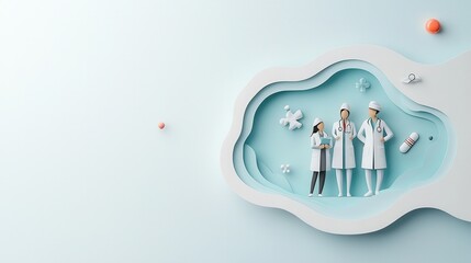 Minimalist illustration showcasing a doctor and nurse group in a standard medical setting for enhanced healthcare visuals